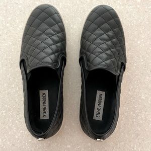Steve Madden Quilted Faux Leather Slip On Flats